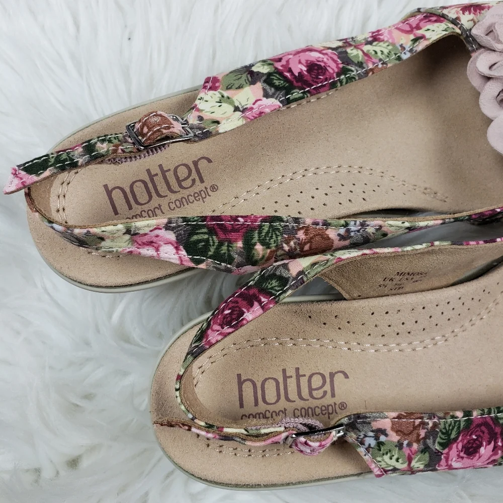 Hotter mimosa floral wedge sandal 7.5